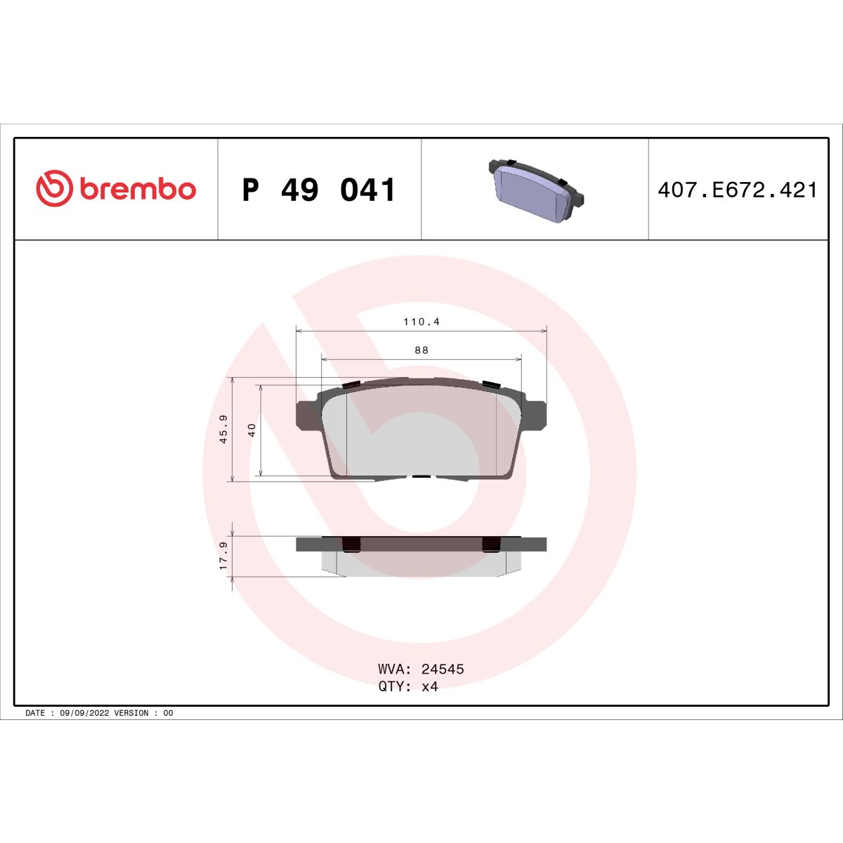 Jarrupalat, levyjarru BREMBO P 49 041