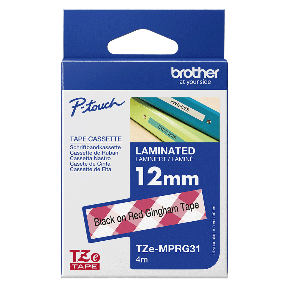 BROTHER tape black/square pattern 12mm/4m