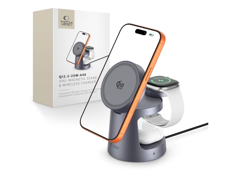 Tech-Protect Wireless charger QI2.2-25W-A48 3in1 magnetic - navy blue