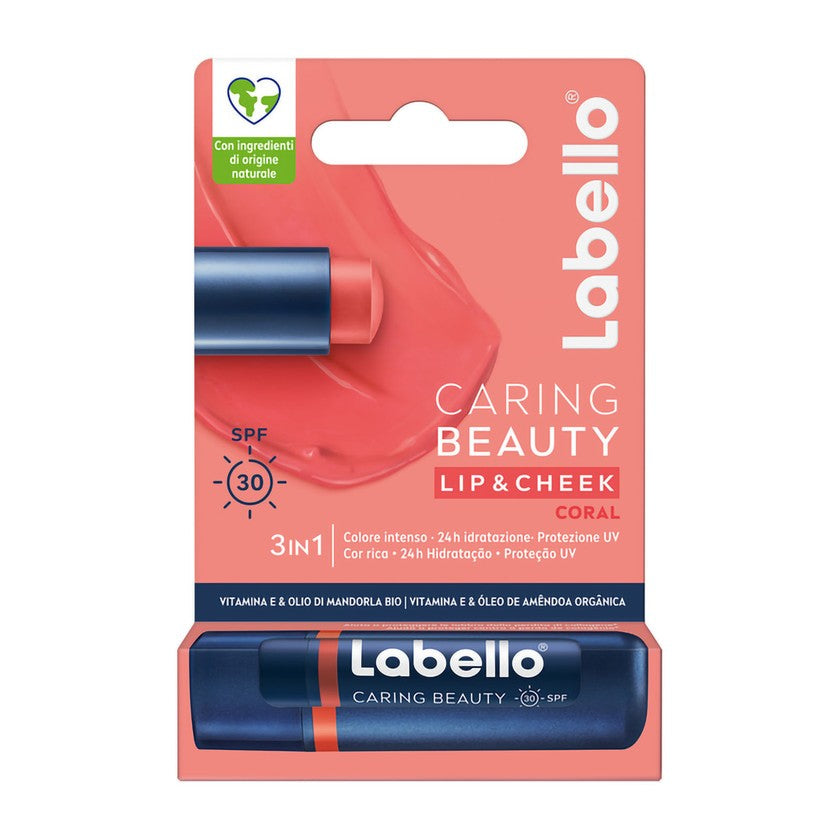 Labello Labello Caring Beauty 3In1 Spf30 E-vitamiini & Luomu Manteliöljy Coral