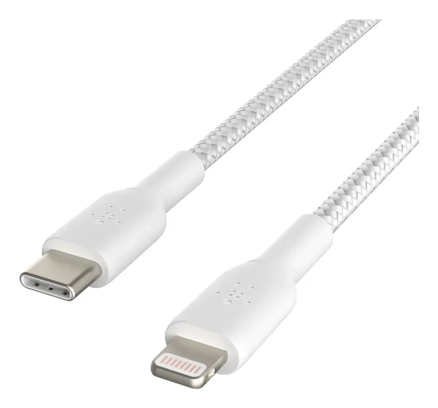 Belkin Lightning To Usb-c Cable Braided 1m Valkoinen