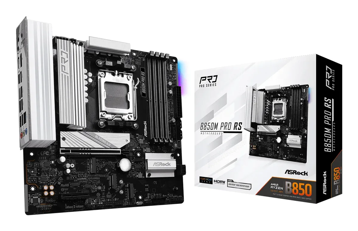 ASRock B850M Pro RS Emolevy - AMD B850 - AMD AM5 - DDR5 RAM - Micro-ATX