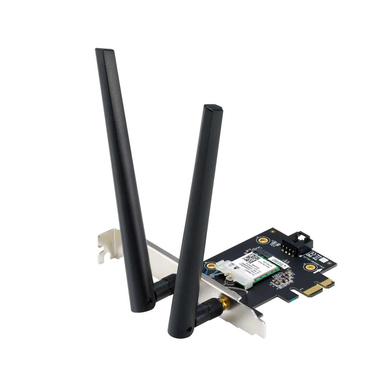 ASUS PCE-BE6500 WiFi 7 PCI-E Adapter with 2 external antennas. Supporting 6GHz band 4096-QAM Bluetooth 5.4 WPA3