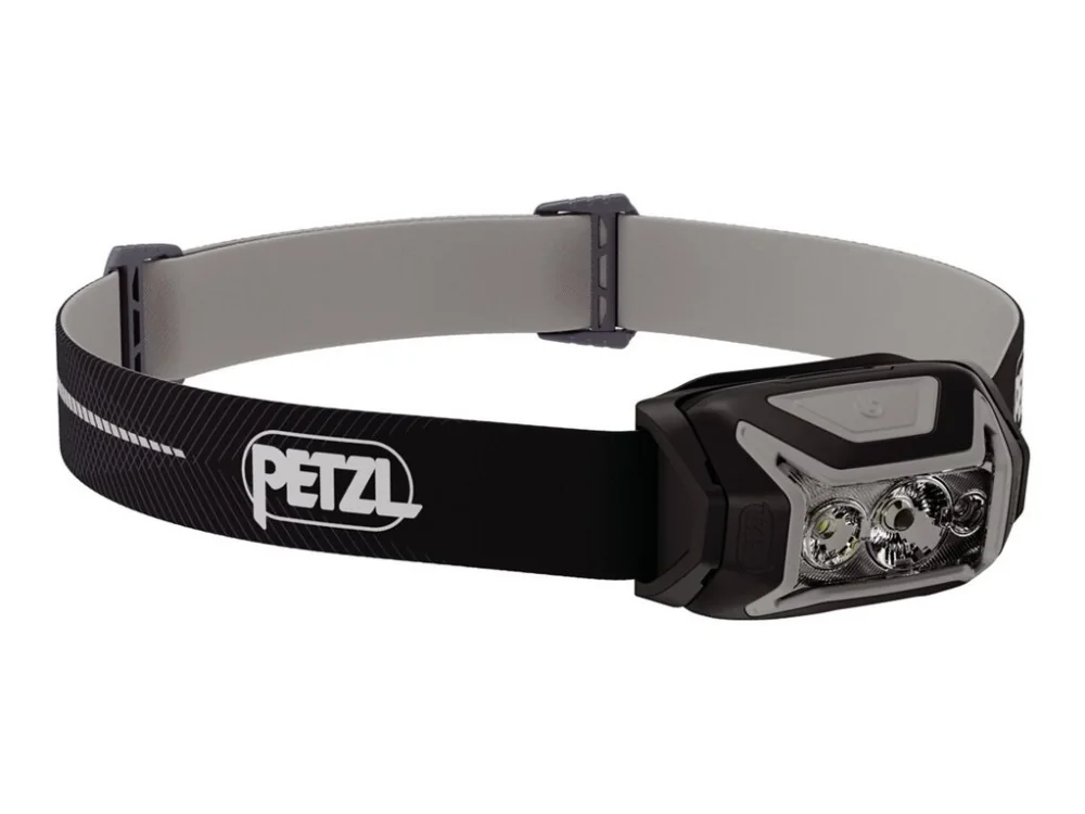 Petzl Actik Core, Taskulamppu otsanauhalla, musta, Painikkeet, Akkutaso, IPX4, LED