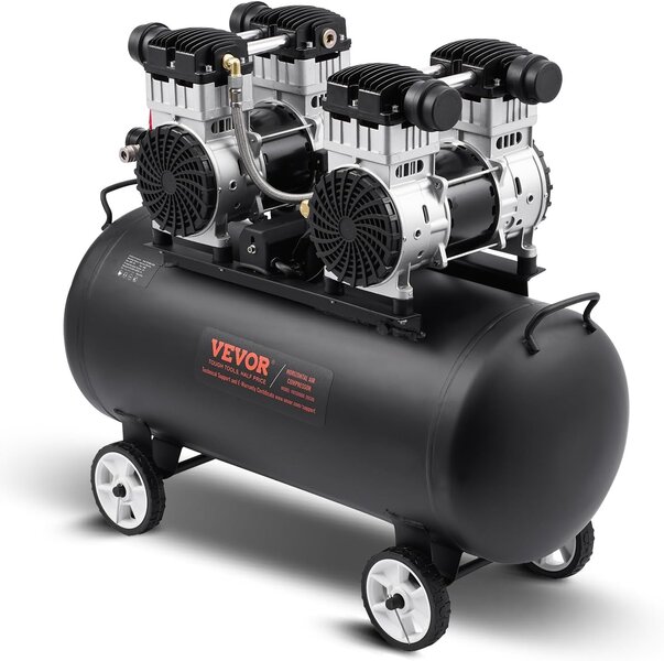 VEVOR Air Compressor, 20 Gallon Steel Tank, 4HP 10.6 CFM@90 PSI Oil Free Air Compressor & Max. 125PSI Pressure, 78dB Ultra Quiet Portable Compressor, for Auto Repair, Tire Inflation, Spray Painting