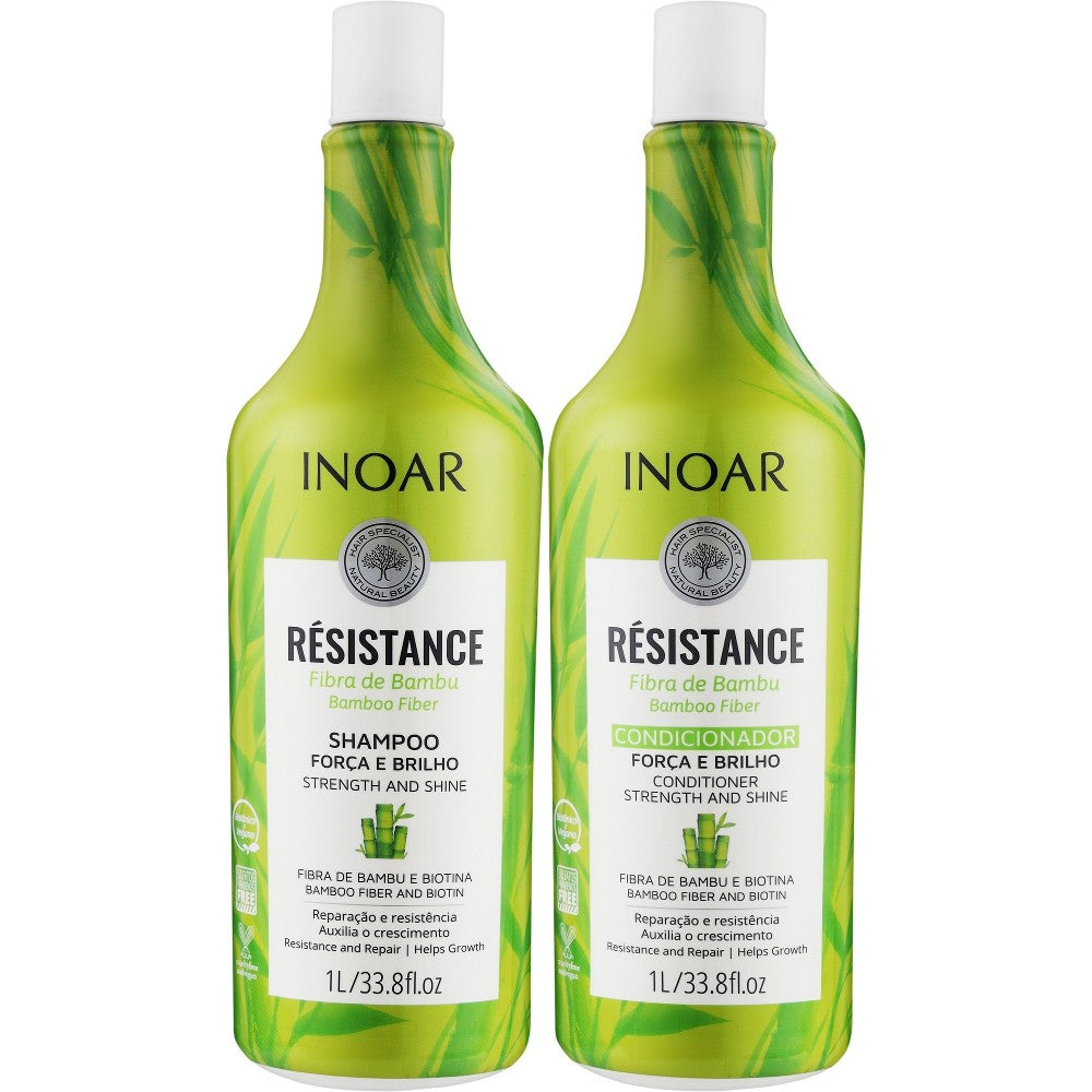 INOAR Resistance Bambu -setti hauraille ja väsyneille hiuksille 2 × 1000 ml