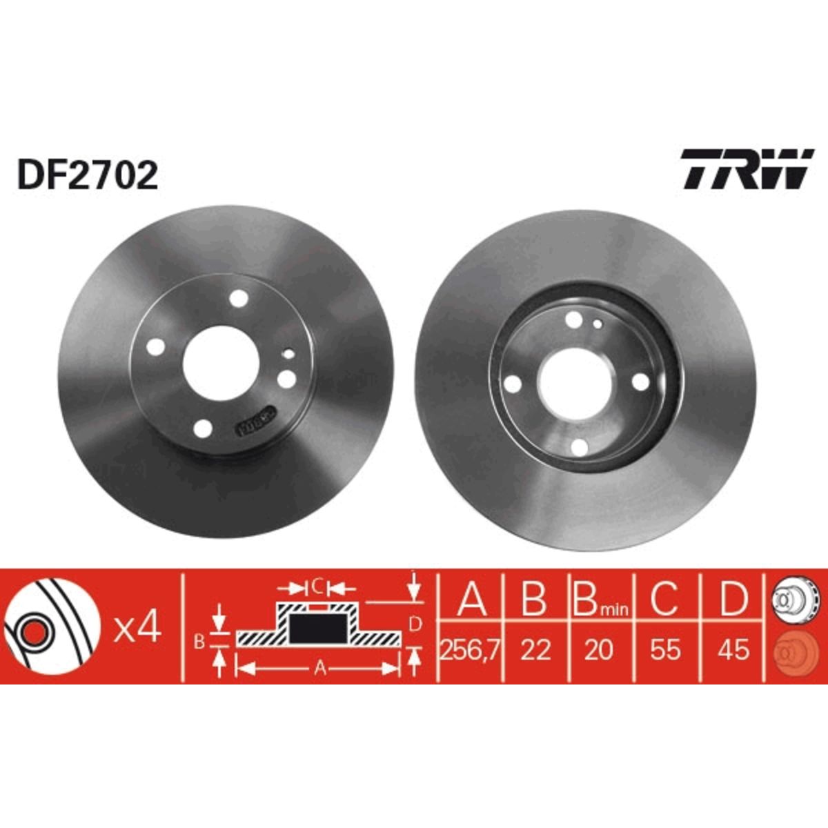 Jarrulevy TRW DF2702