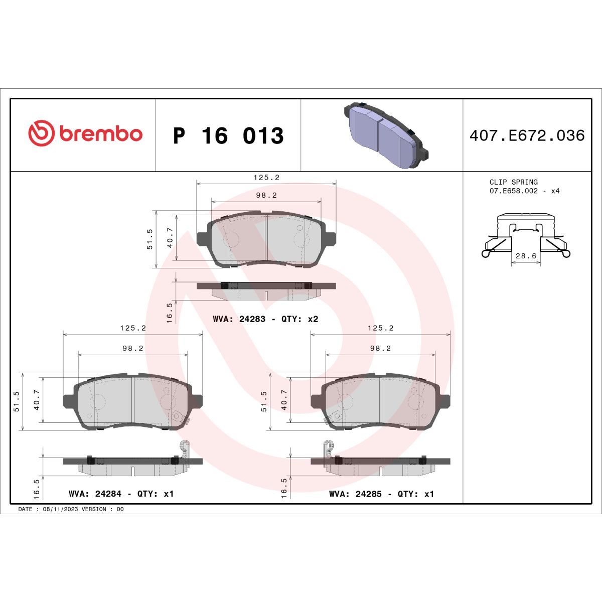 Jarrupalat, levyjarru BREMBO P 16 013X