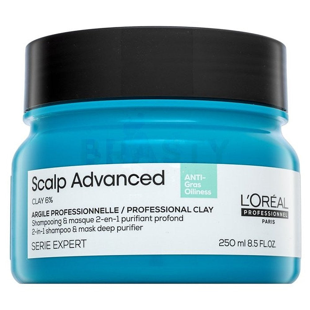 L'Oréal Professionnel Scalp Advanced Anti-Oiliness Professional Clay 2-in-1 syväpuhdistava shampoo ja naamio 250 ml