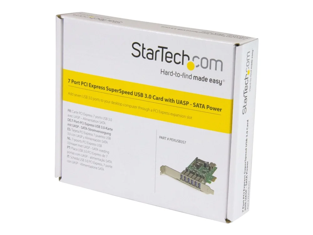 StarTech.com PEXUSB3S7, PCIe, SATA, USB 3.2 Gen 1 (3.1 Gen 1), Full-height / Low-profile, Vihreä, Metallinen, 3 m, 1920042 h