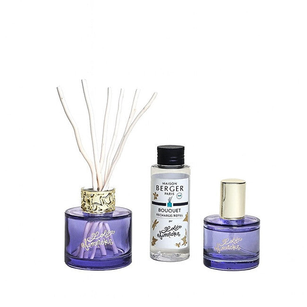 Maison Berger Paris — lahjasetti mini-diffuuseri Lolita Lempicka violetti + täyttö ja kotisuihke Lolita Lempicka