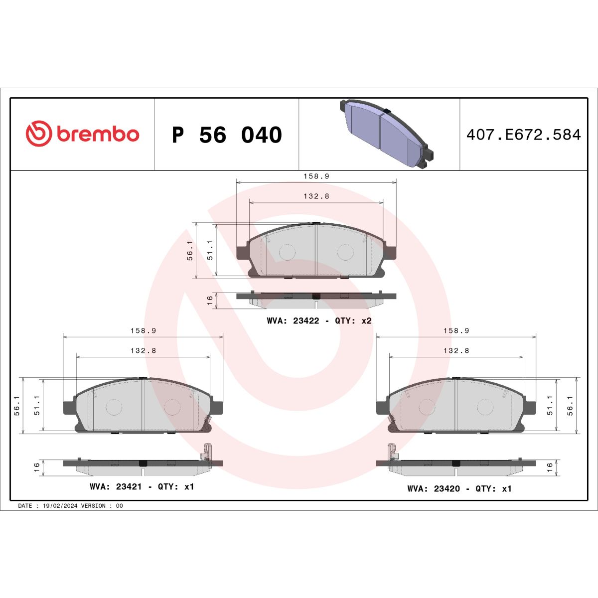 Jarrupalat, levyjarru BREMBO P 56 040