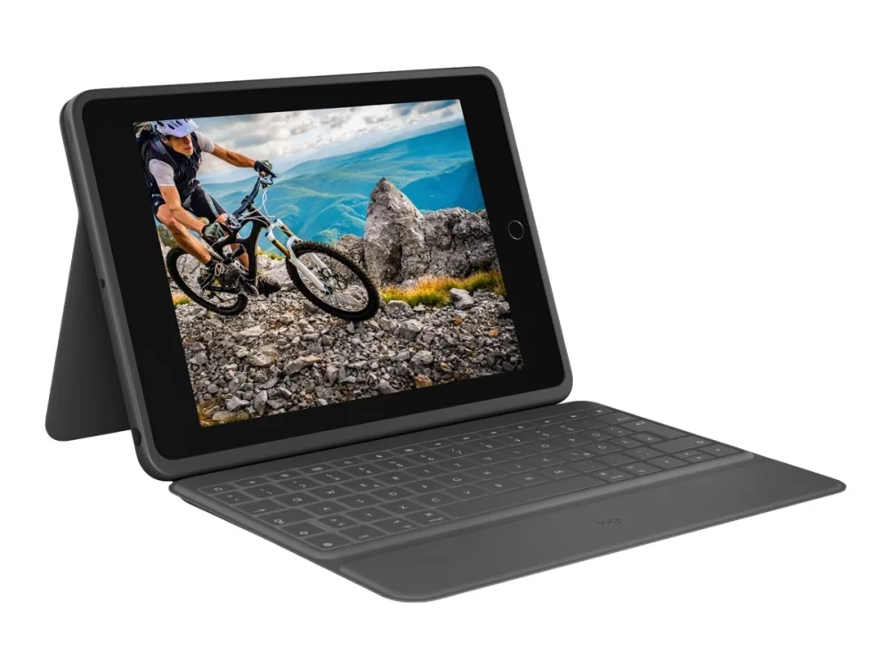 Logitech Rugged Folio - Näppäimistö ja folio-kassa - Apple Smart -liitin - QWERTY - nordisk (dansk/finsk/norsk/svensk) - grafit - Apple 10,2-tuumaiseen iPad Wi-Fi  10,9-tuumaiseen iPad Wi-Fi -puhelimeen