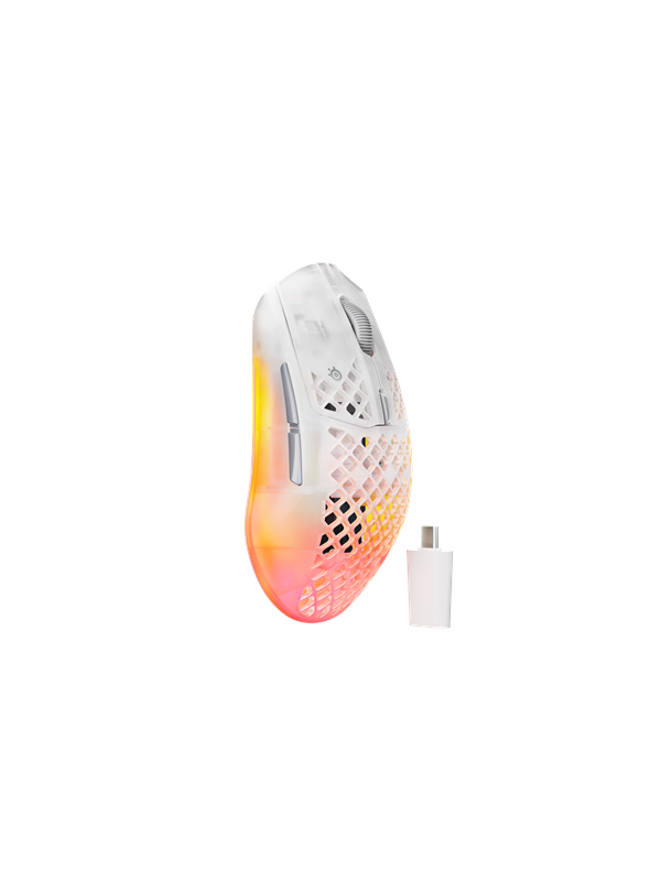 SteelSeries Aerox 3 Wireless Gen 2 (Ghost) - Pelihiiri - Optinen - 5 painiketta - Valkoinen RGB-valolla