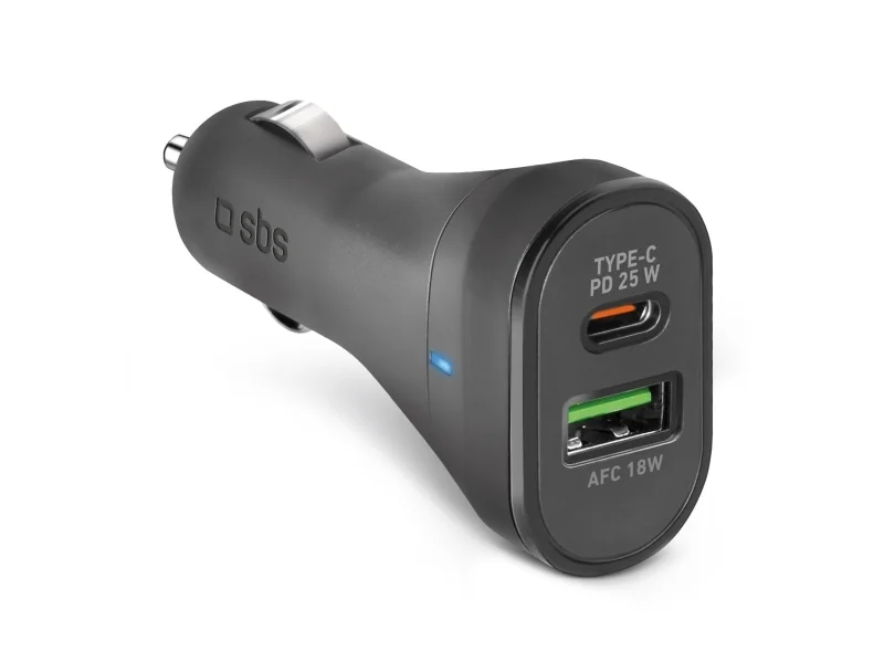 SBS 25W car charger - Ultra-fast charging with Power Delivery (PD) - Black
