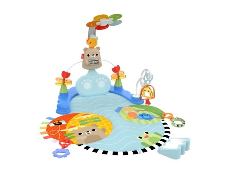 Fisher-Price 3-in-1 Kick & Sway Activity Gym, vauvan leikkialusta ja aisteja kehittäviä leluja vastasyntyneelle, Vauvan jumppa, lelukaari, Tuottaa ääntä, Kangas, Muovi, Monivärinen