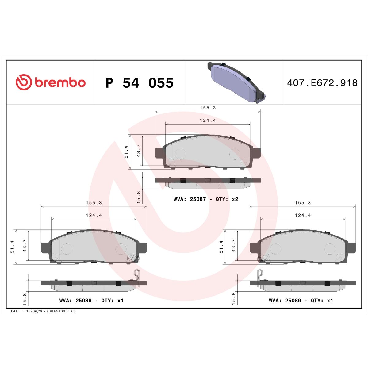 Jarrupalat, levyjarru BREMBO P 54 055
