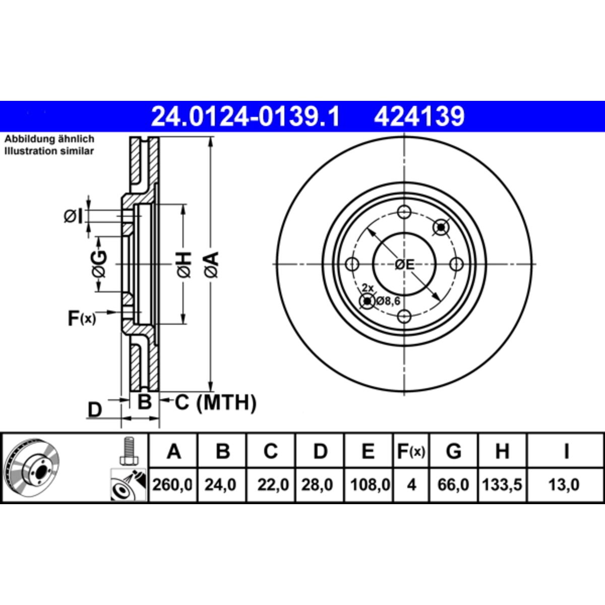 Jarrulevy ATE 24.0124-0139.1