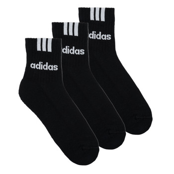 ADIDAS PERFORMANCE Urheilusukat '3-Stripes Linear Half-Crew Cushioned 3 Pairs' musta / valkoinen