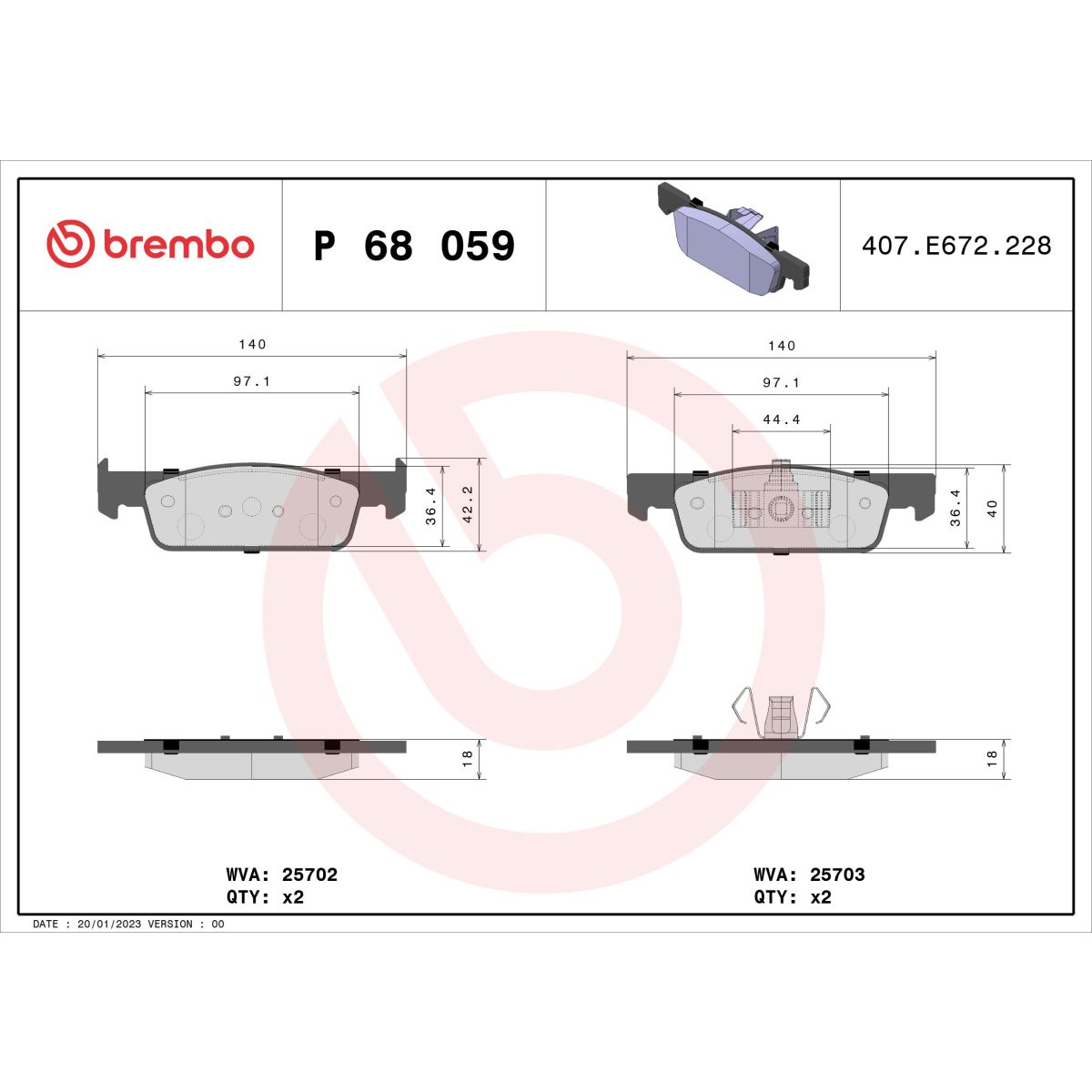 Jarrupalat, levyjarru BREMBO P 68 059X