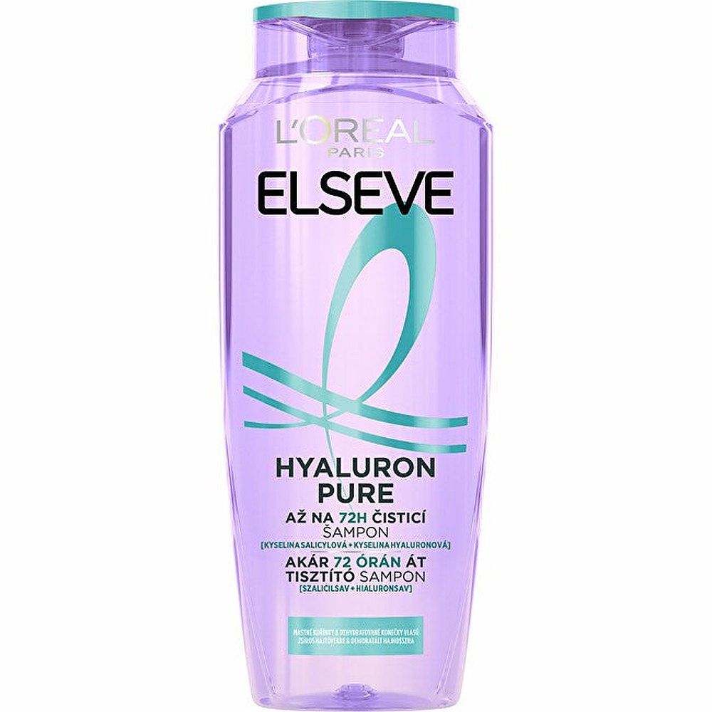 L'Oréal Paris Elvive Hyaluron Pure kosteuttava shampoo rasvaiselle päänahalle ja kuiville latvoille 250 ml