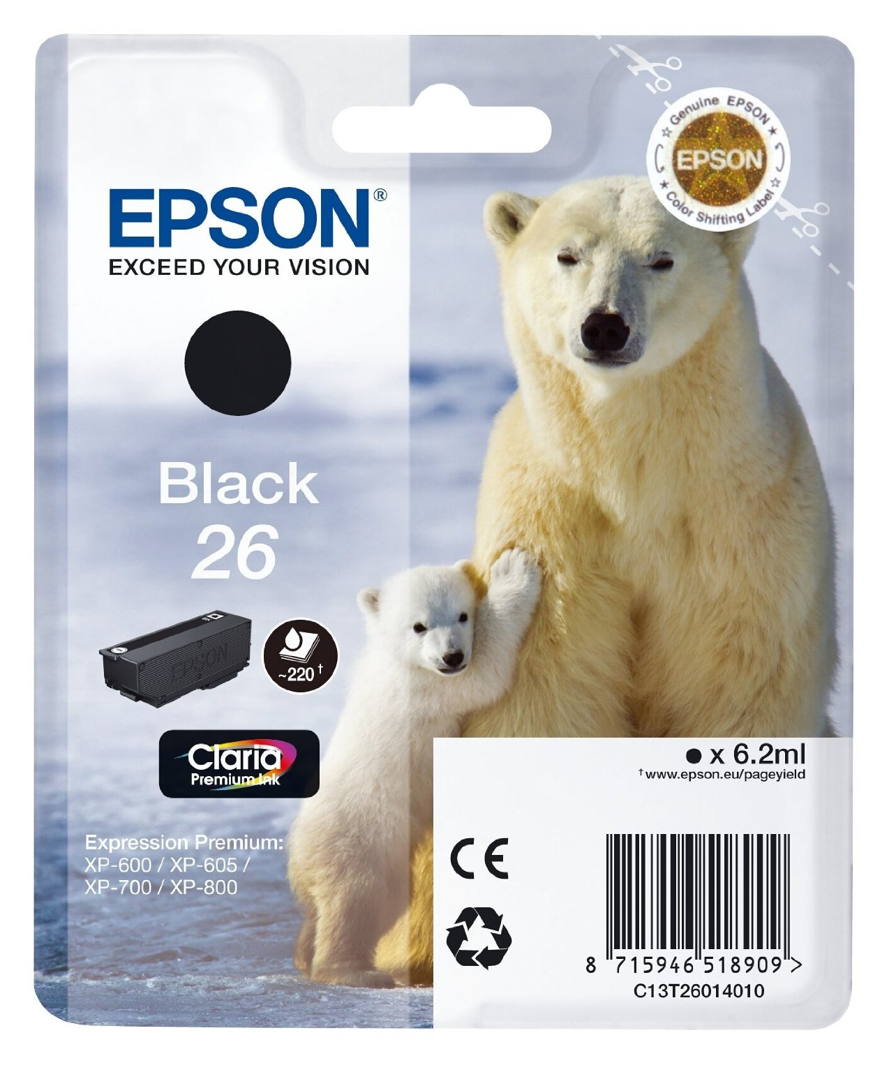 Epson Epson 26 Mustepatruuna musta T2601 Vastaa: N/A