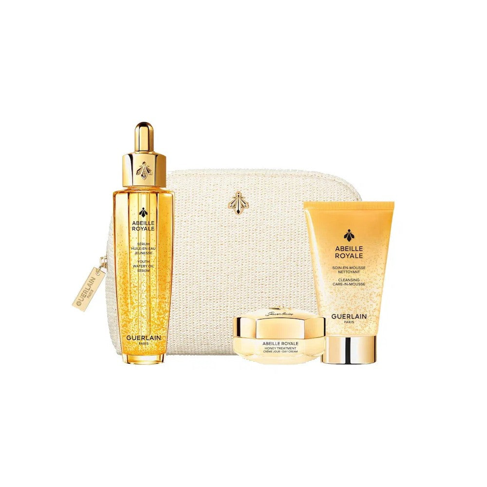 Guerlain Abeille Royale Anti-Aging -ohjelma Youth Vetinen Youth Vetinen öljyseerumi 50 ml + hunajapäivävoide 15 ml + puhdistusvaahto 40 ml + meikkikot