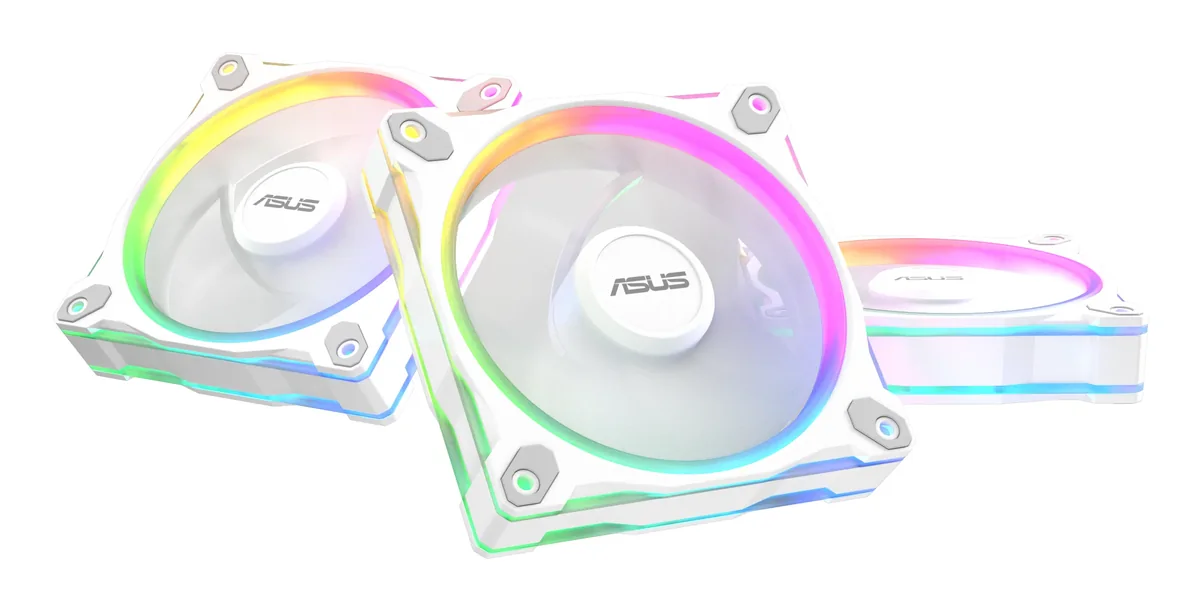 Asus Prime MR120, 120 mm, PWM, liukulaakeri, ARGB -tuuletinsarja, 3 kpl, valkoinen