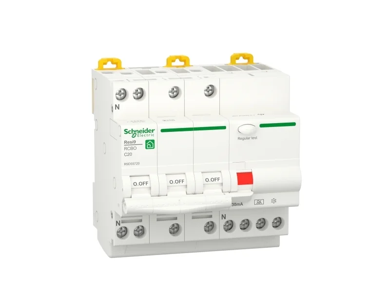 Schneider Electric Resi9 XP RCBO/combination switch 3PN C-characteristic 20A 6kA 30mA class A 90mm
