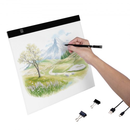 VEVOR Light Board, B4 LED Light Pad Ultra-Thin Portable Light Box, USB Powered Light Table for Art Tracing, Light Box for Diamond Painting, Animation, Sketching, Drawing, Stenciling, Artists (Black)