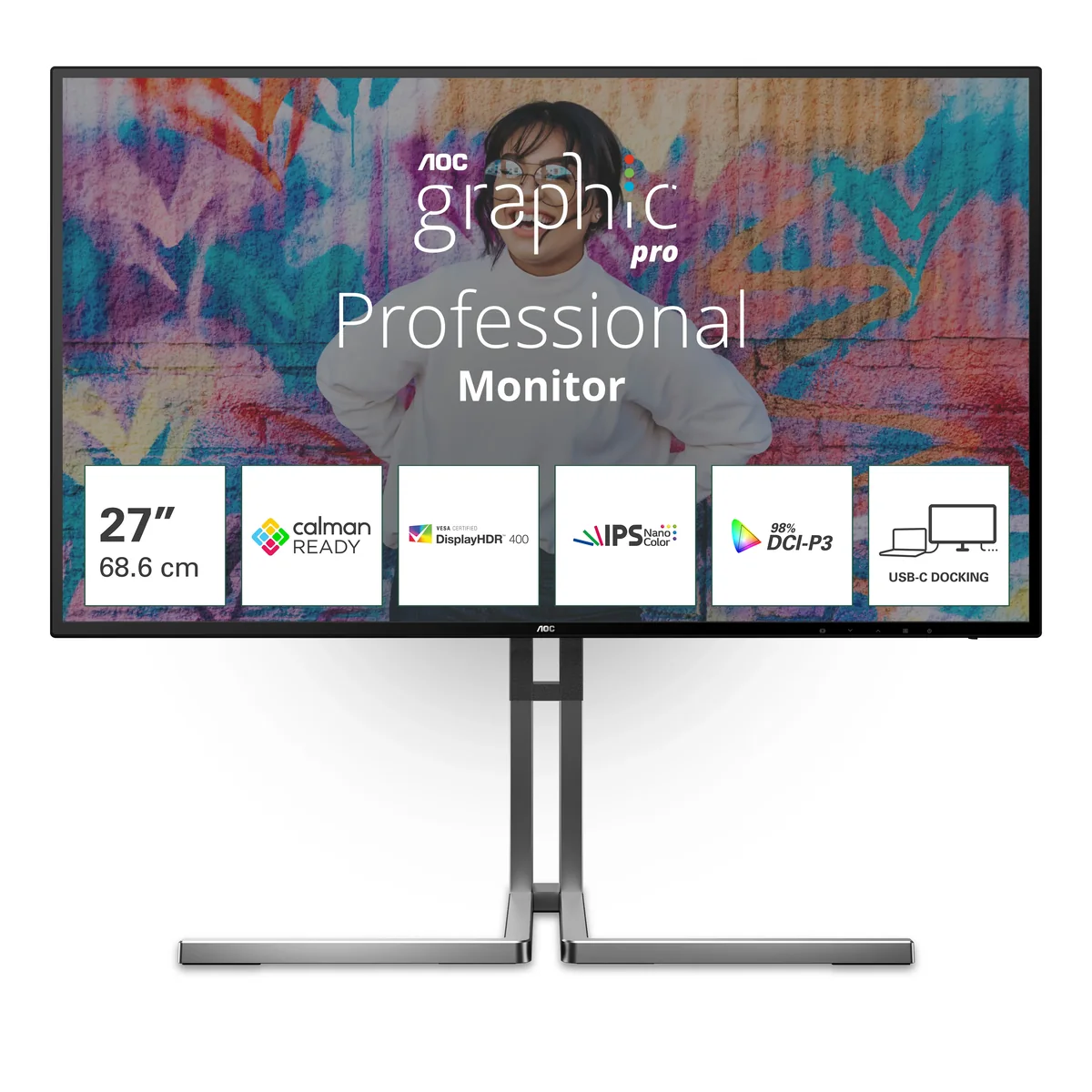 AOC U27U3CV 27" 4K UHD, Nano IPS -näyttö, USB-C hub