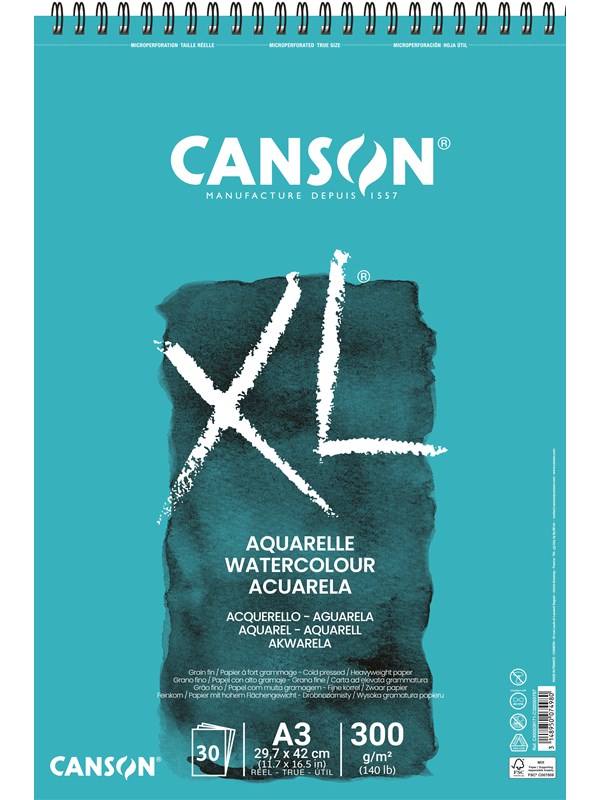 Canson XL Aquarelle CP A3 300G Spiral 30 SH