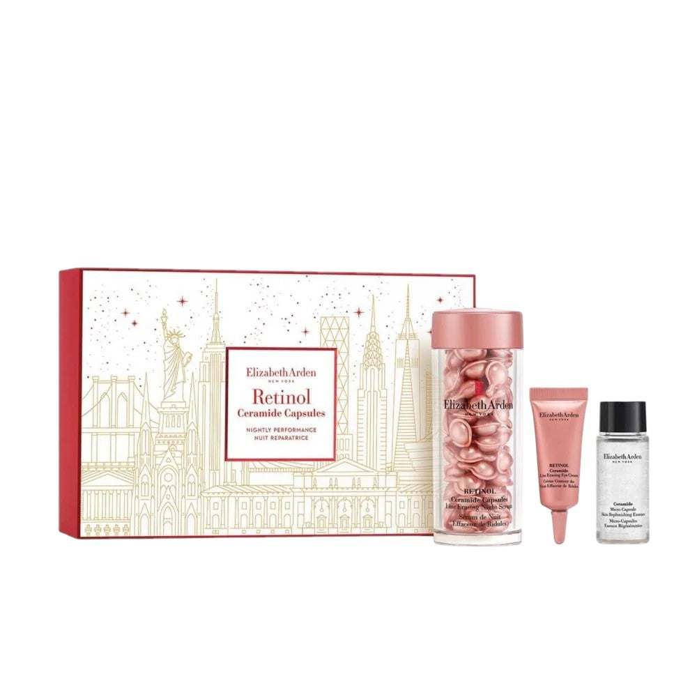 Setti Elizabeth Arden: Retinol Ceramide kapselit 60 kappaletta + Ceramide-silmänympärysvoide 5 ml + HPR Ceramide -kasvovoide 15 ml