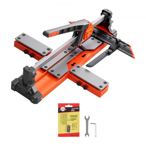 VEVOR 600 mm Manual Tile Cutter, Spring-Loaded Base Cutting Tool with Adjustable Angle Fence, Tungsten Carbide Cutting Wheel, Precision Alignment Guide, for DIY Pros, Ceramic, Floor & Wall Tiles
