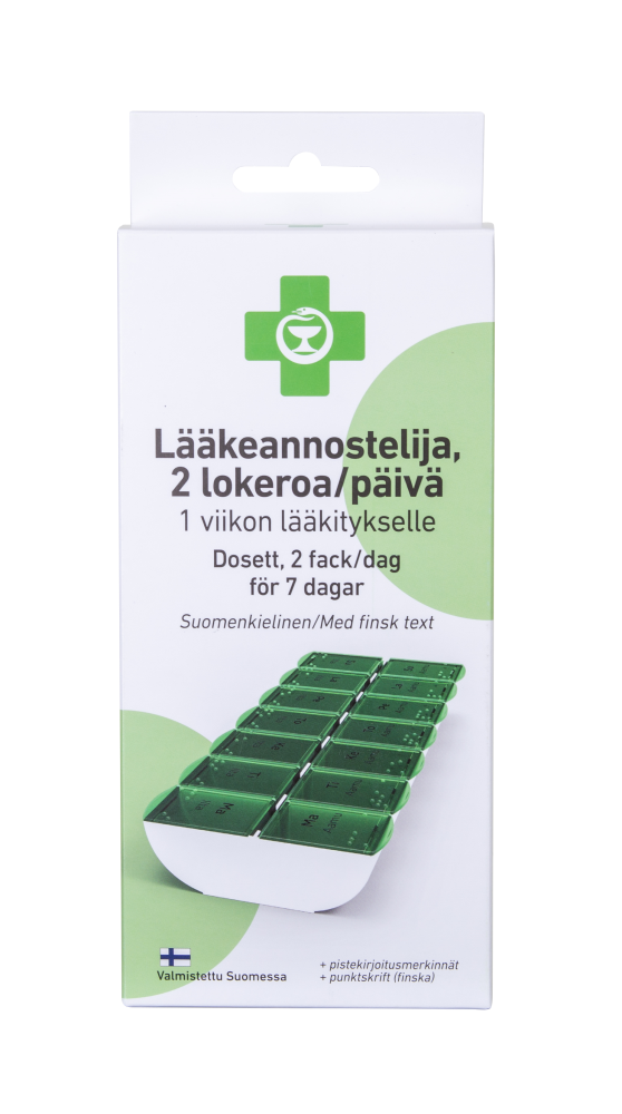 APTEEKKI Dosetti, 1 Viikon Lääkitykselle, 2 Lokeroa/Päivä 1 kpl