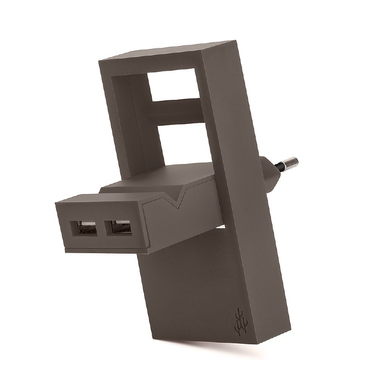 Usbepower Rock Dual USB-A-laddare taupe