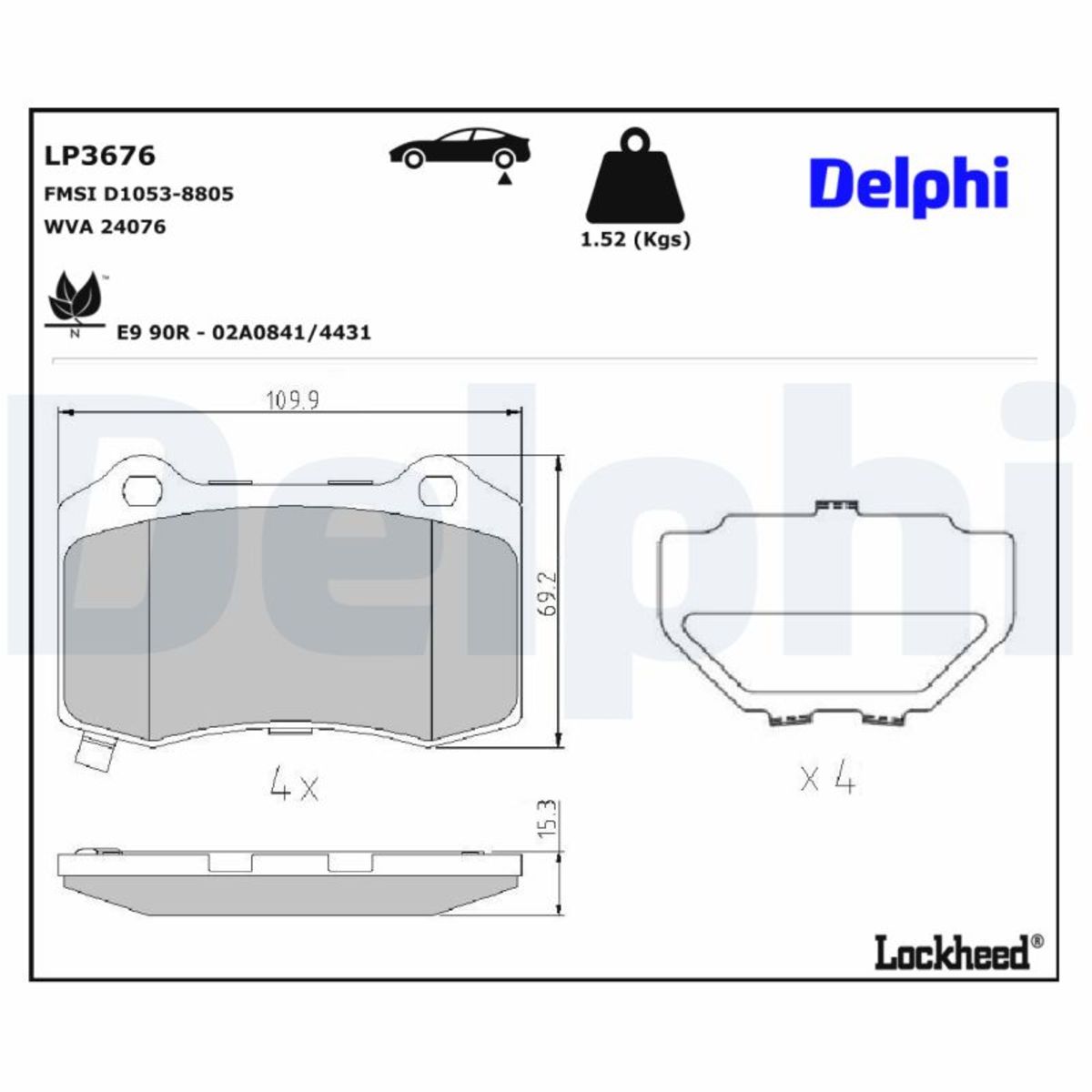 Jarrupalat, levyjarru DELPHI LP3676