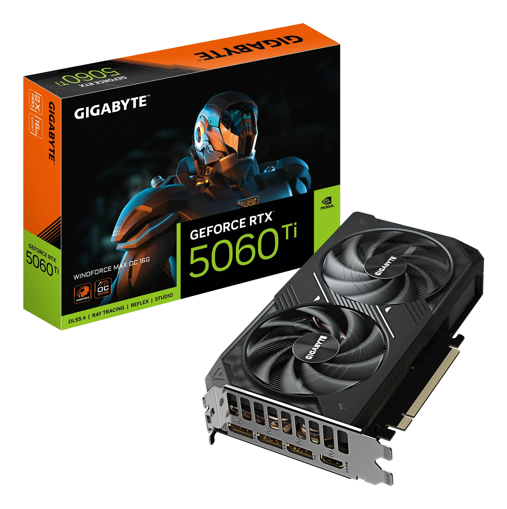 GIGABYTE GeForce RTX 5060 Ti WindForce 2 MAX OC - 16GB GDDR7 RAM - Näytönohjaimet