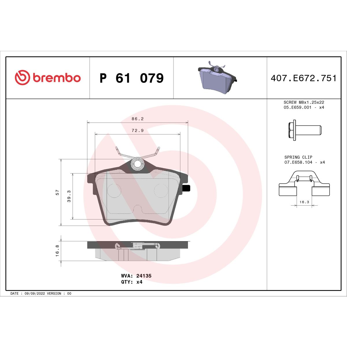 Jarrupalat, levyjarru BREMBO P 61 079