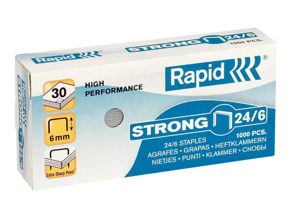 Rapid Strong - Nastat - 24/6 - 6 mm - galvanoitu teräs - pakkaus 1000 kpl - Classic K2, K45 Economy E15, E26 Fashion F18 Fashion StandUP Ultimate NXT Supreme S1 Fashion StandUP Ultimate NXT - Classic K2, K45 Economy E15, E26 Fashion F18 Fashion StandUP Ultimate NXT Supreme S1