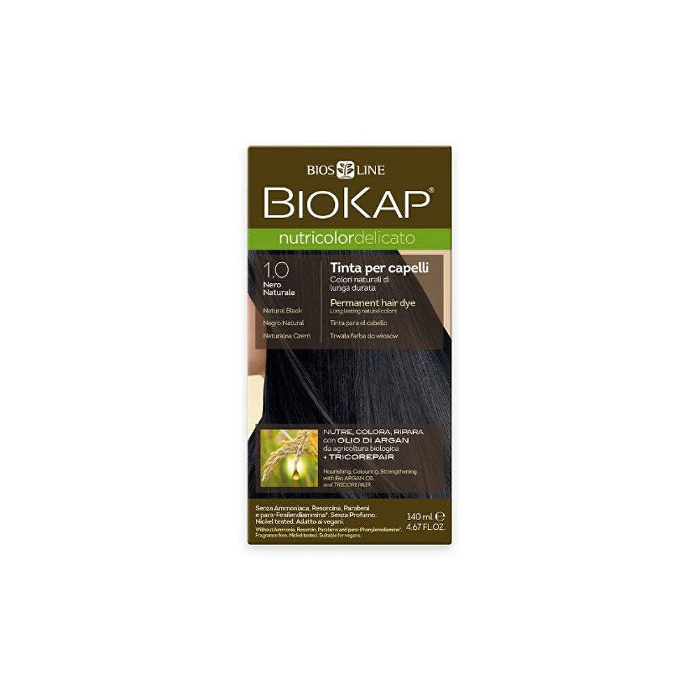 Biokap NUTRICOLOR DELICATO - Hiusväri - 1,00 Natural Black 140 ml
