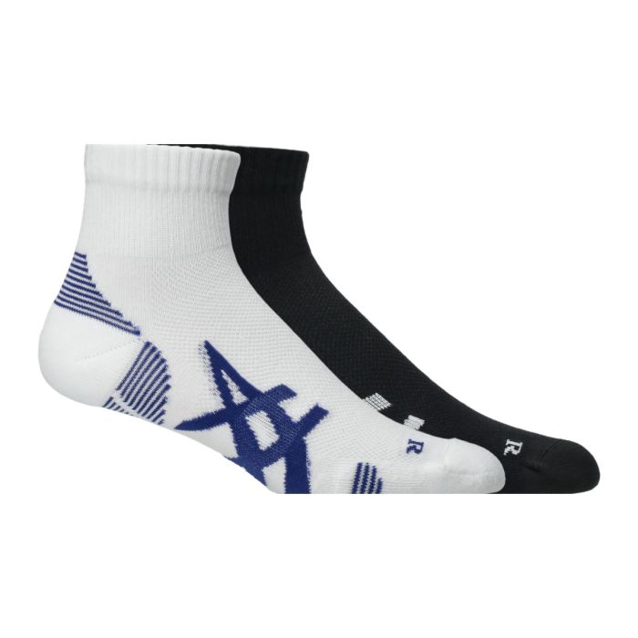 Asics 2 Pack Cushioned Run Quarter Sock Performance Black/Brilliant White - S