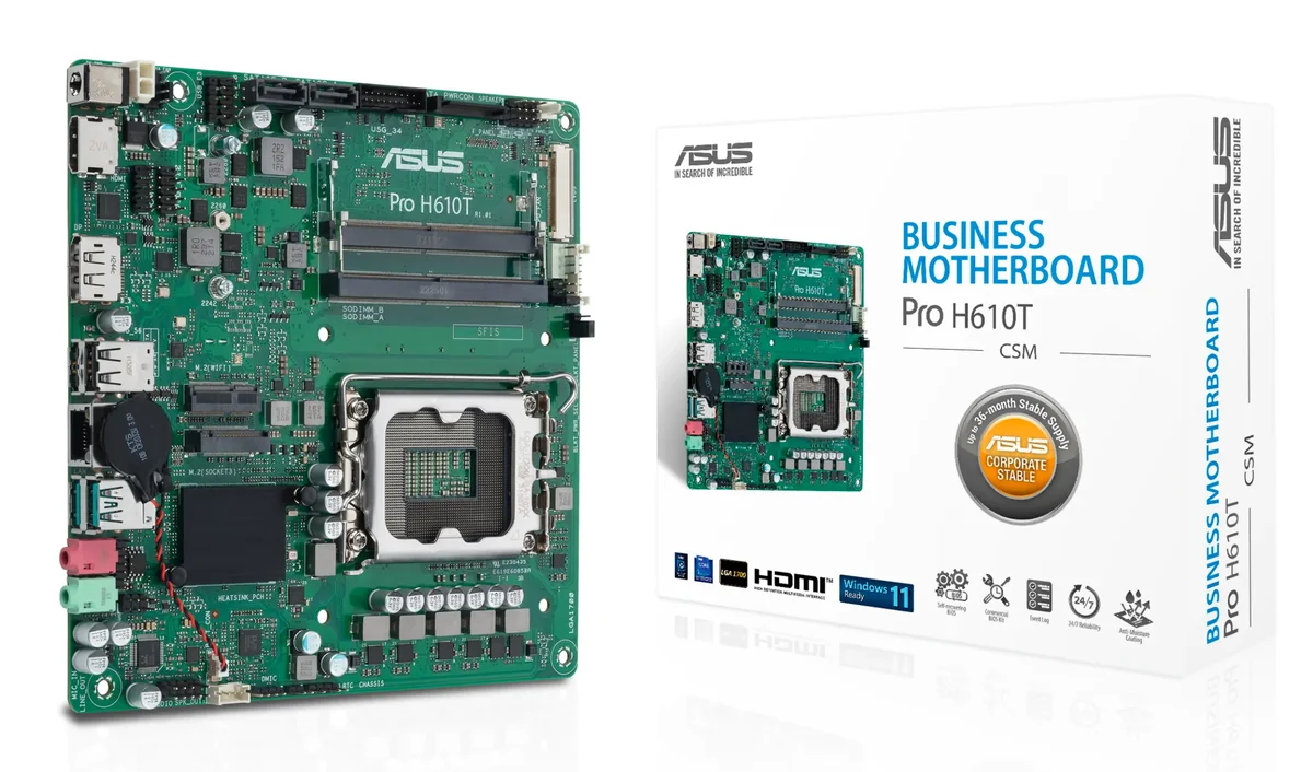 ASUS PRO H610T-CSM Emolevy - Intel H610 - Intel LGA1700 - DDR5 RAM - Thin Mini-ITX