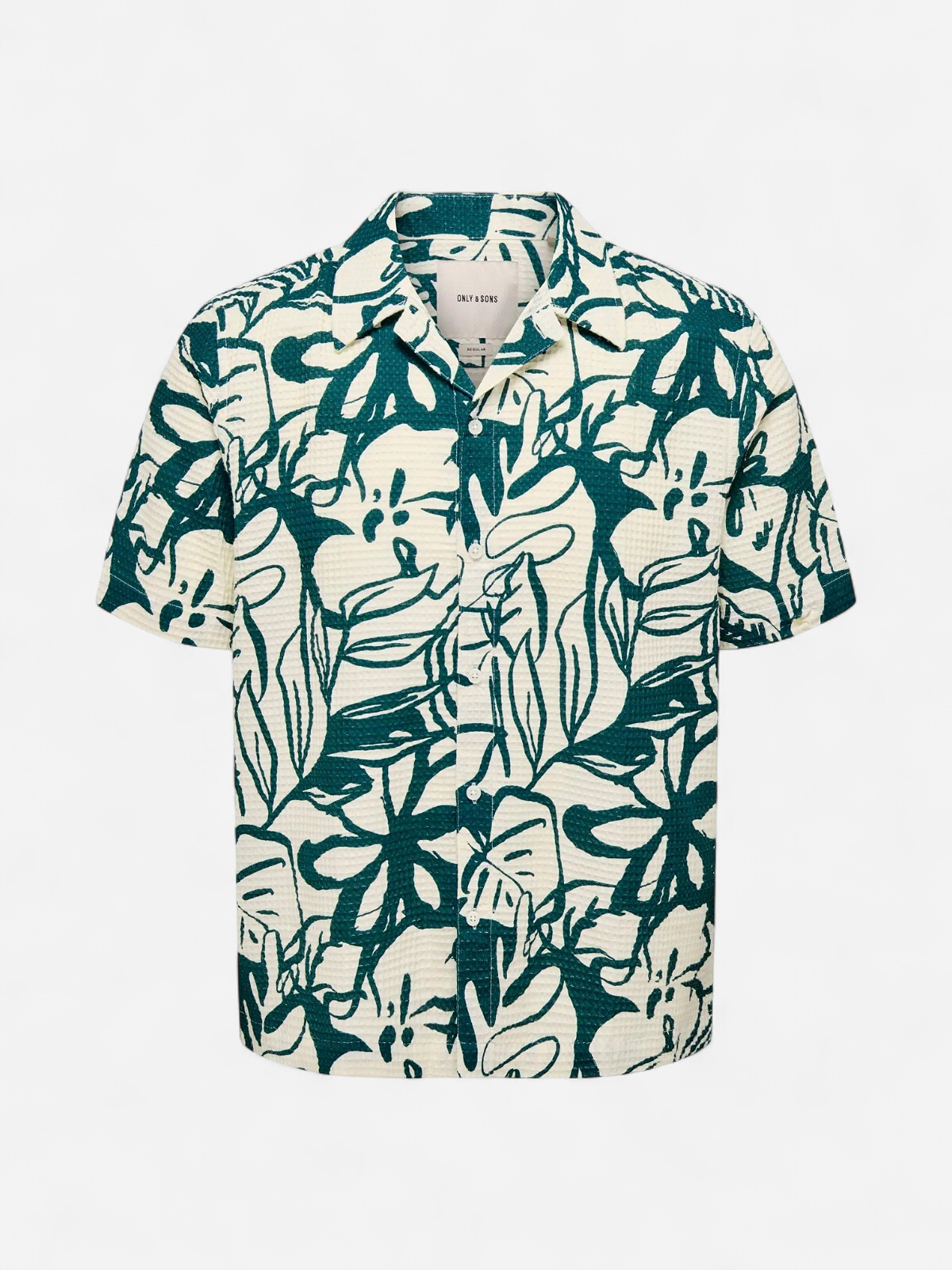 Only and Sons miesten Kauluspaita Onssavier Waffle Ss Shirt, vihreä kuosi