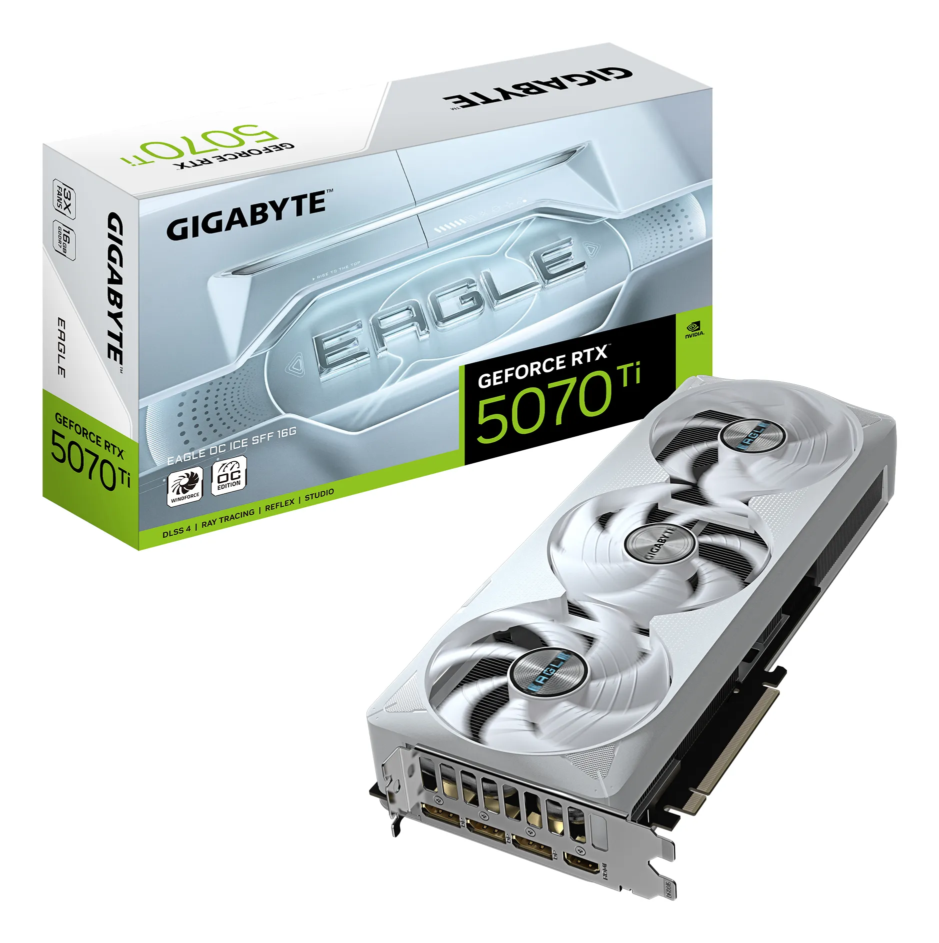 GIGABYTE GeForce RTX 5070 Ti EAGLE OC ICE - 16GB GDDR7 RAM - Näytönohjaimet