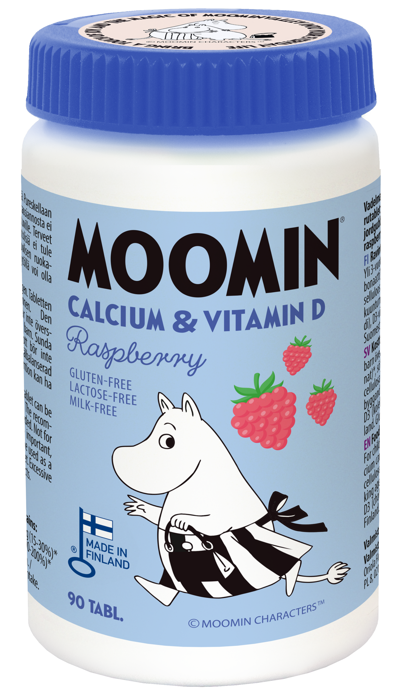 Moomin Calcium & D-vitamiini raspberry 90 tabl