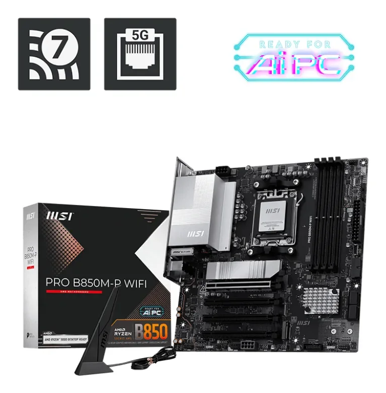 MSI PRO B850M-P WIFI Emolevy - AMD B850 - AMD AM5 - DDR5 RAM - Micro-ATX