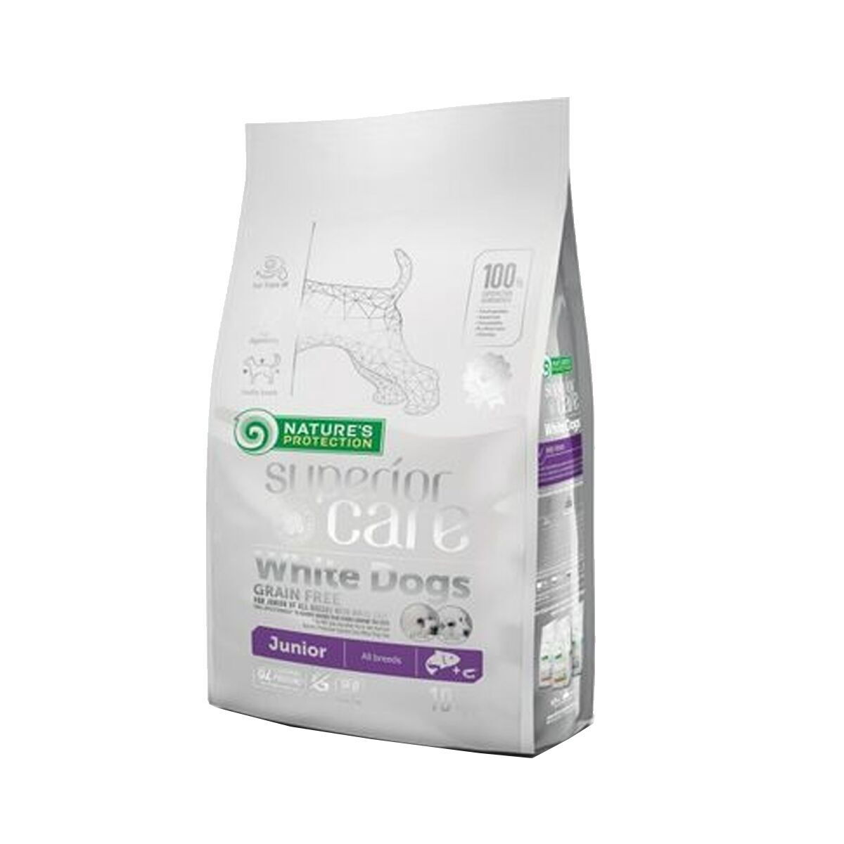 Nature's Protection Superior Care White Dogs Grain Free Junior Salmon - kuiva penturuoka - 10 kg