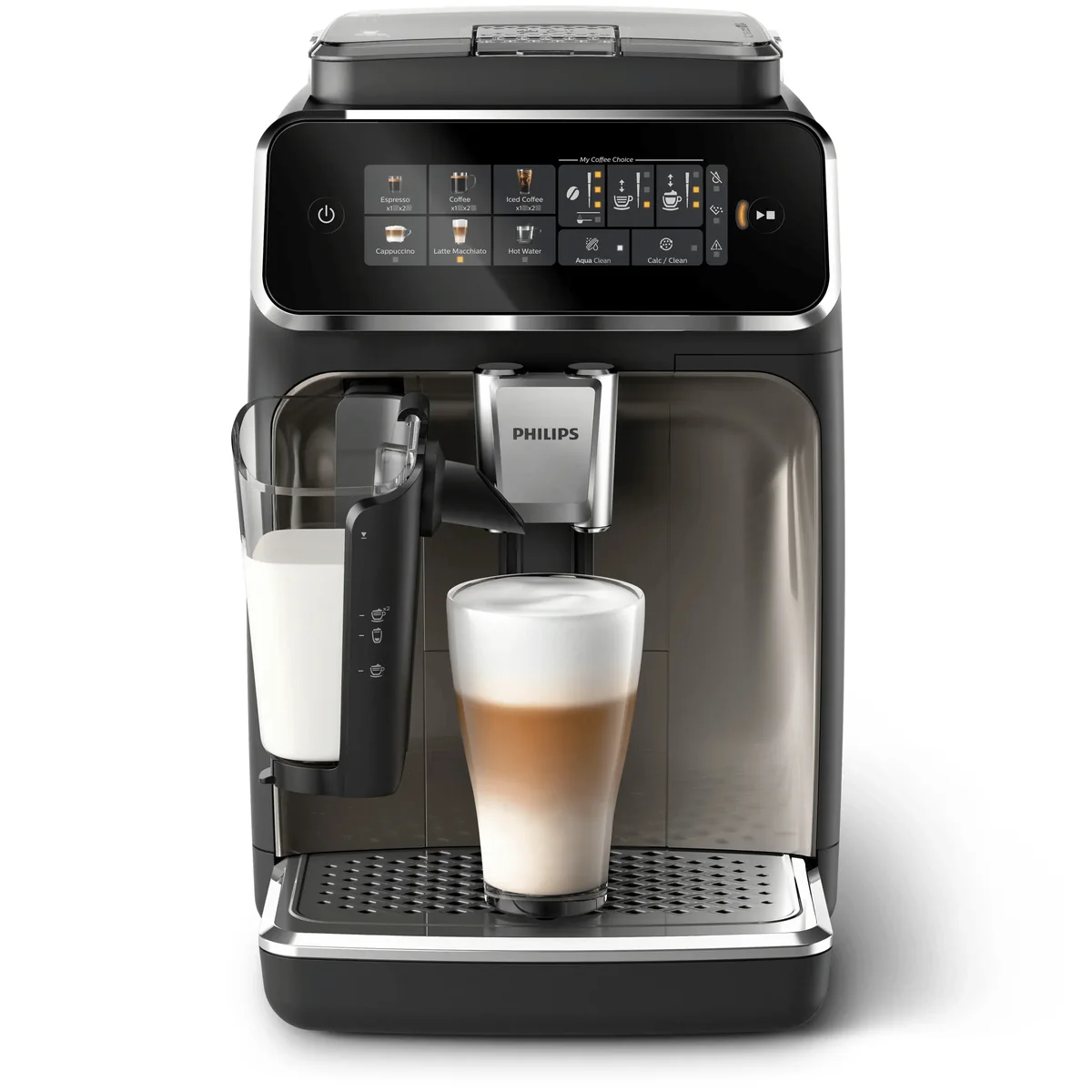 Philips Series 3300 EP3347 Täysautomaattinen espressokone, tyynykahvinkeitin, 1,8 L, kahvipavut, jauhettu kahvi, sisäänrakennettu kahvimylly, 230 W, musta, kromi