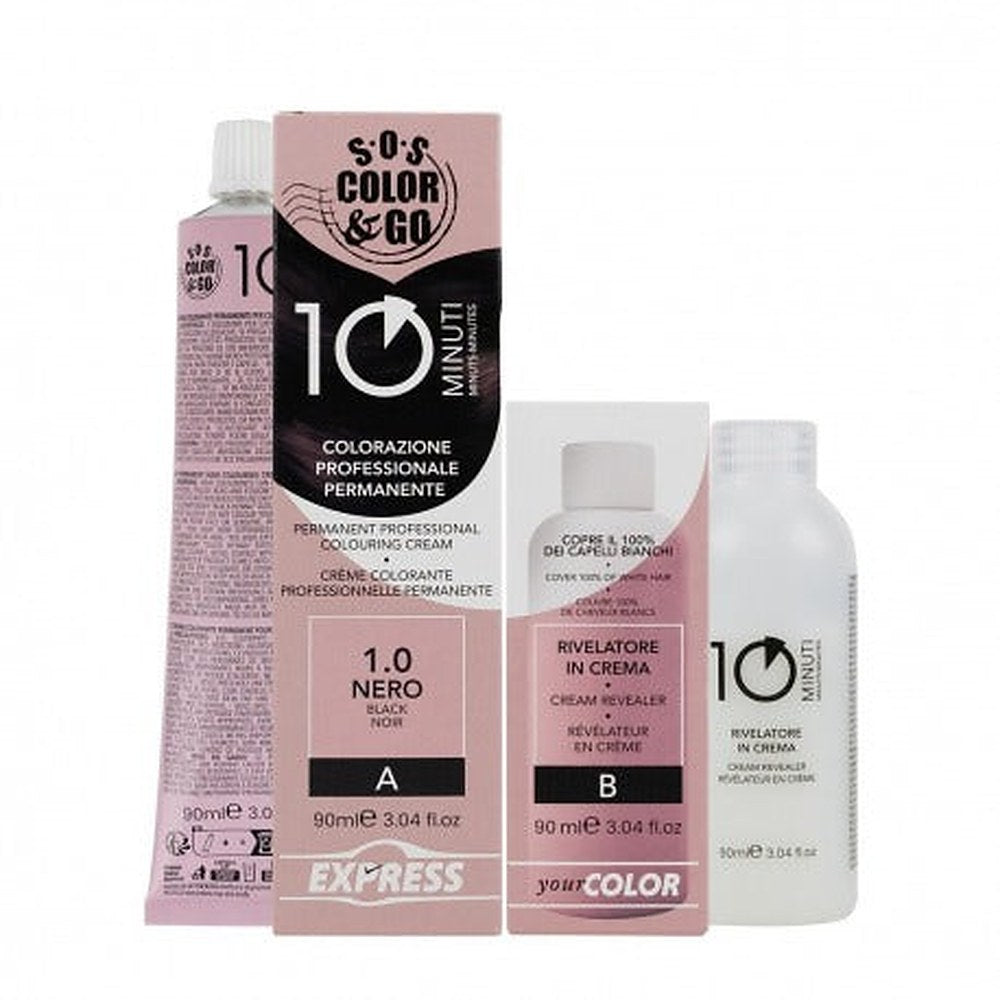 Alama Sos Color&go Set Ammattimainen kestovärjäys 10 minuutissa - 90 Ml 1.0 Musta